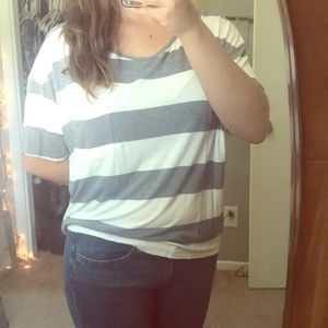 Oversized gray & white striped tee